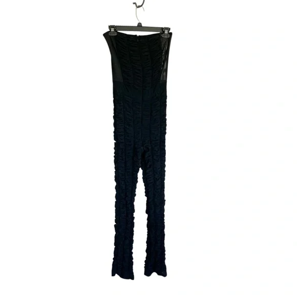 I.AM.GIA Ophelia black strapless mesh ruched jumpsuit club party festival medium
